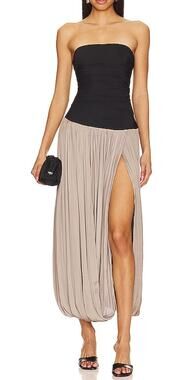Bec + Bridge Strapless Black And Taupe Serene Maxi Dress Size AUS 8 / US 4